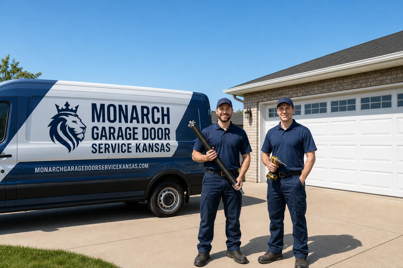 Monarch Garage Door Service Kansas service vehicle and crew in Kansas, KS